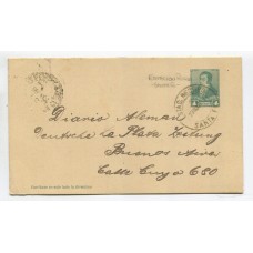 ARGENTINA ENTERO POSTAL GJ TAR-14 TARJETA CIRCULADA CON MATASELLO ESTACION RECREO SANTA FE